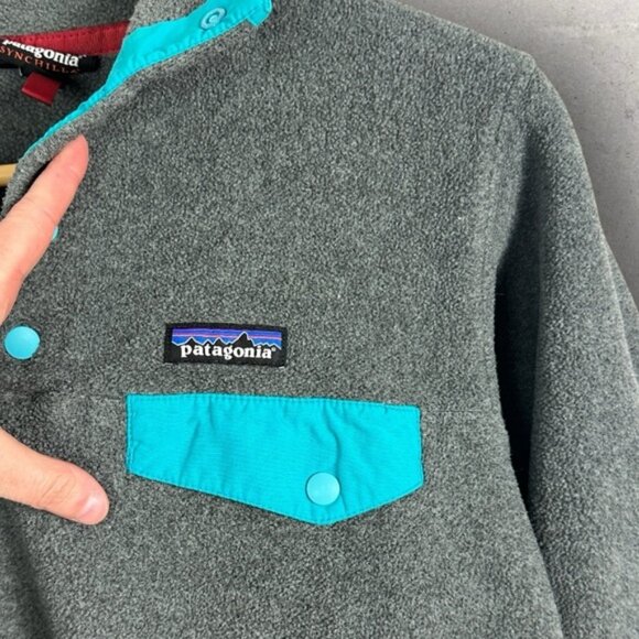 Patagonia T-Snap Synchilla Fleece Grey Blue Size XS Womens Hiking Sweater Top - Picture 6 of 14